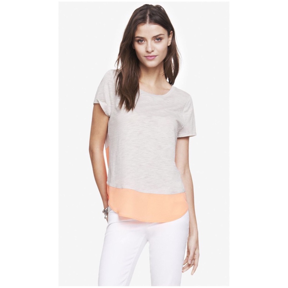 Express Mixed Fabric Grey Tee